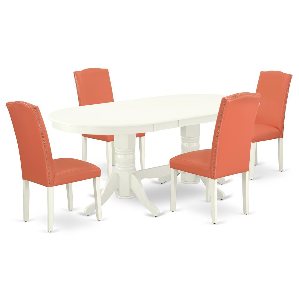 Dining Room Set Linen White VAEN5-LWH-78 By East West Furniture | Dining Sets | Modishstore - 2