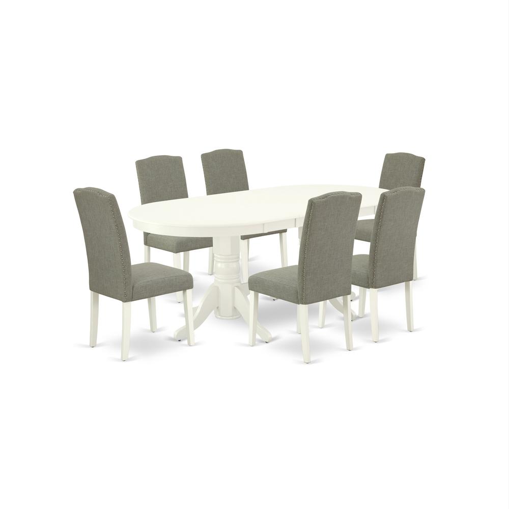 Dining Room Set Linen White VAEN7 - LWH - 06 By East West Furniture | Dining Sets | Modishstore - 2