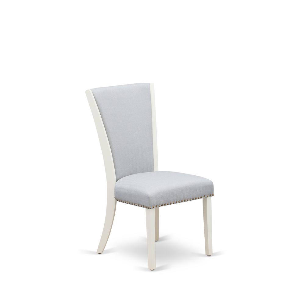 Set Of 2 - Upholstered Chair- Parson Chairs Includes Linen White Wood Frame By East West Furniture | Dining Chairs | Modishstore - 3
