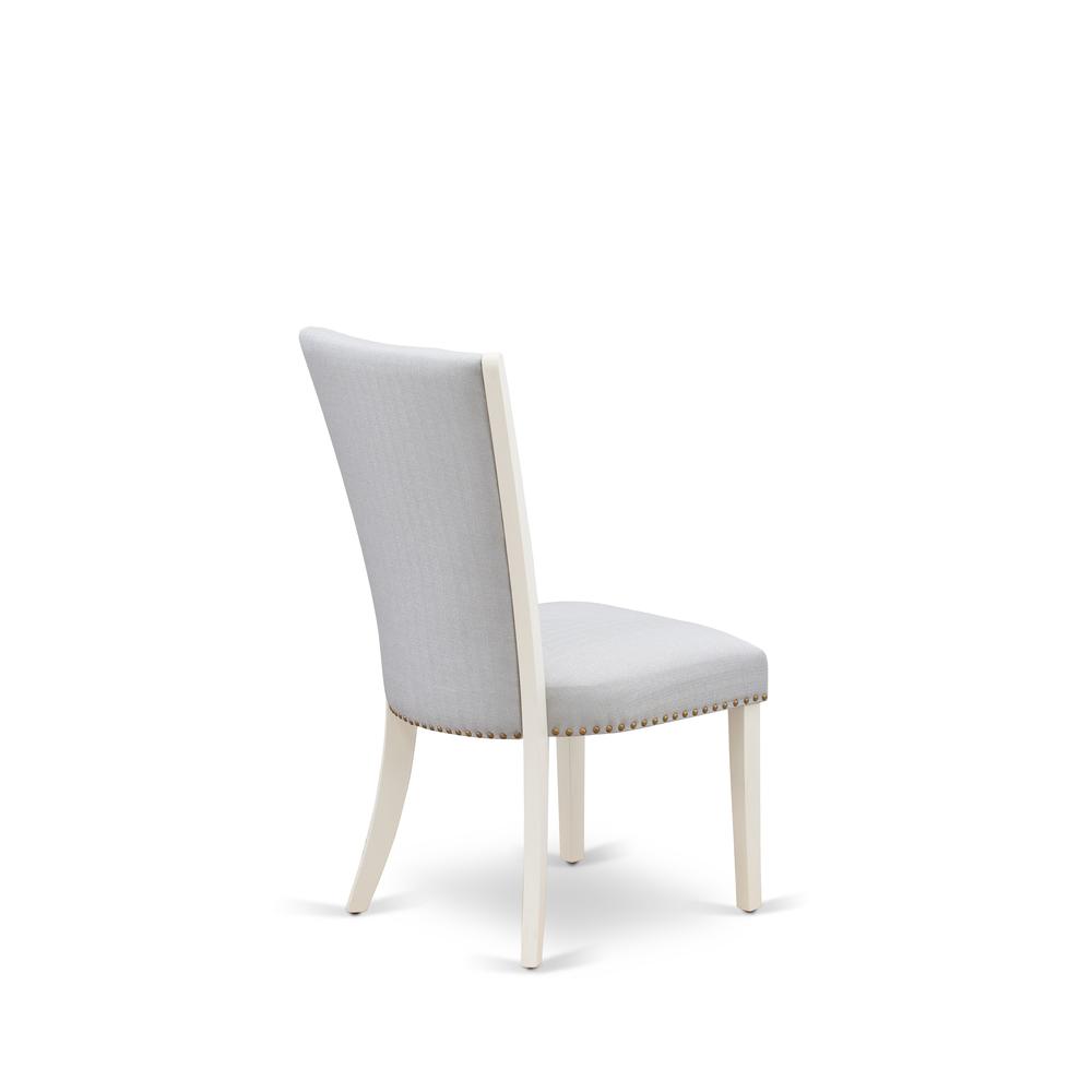 Set Of 2 - Upholstered Chair- Parson Chairs Includes Linen White Wood Frame By East West Furniture | Dining Chairs | Modishstore - 4