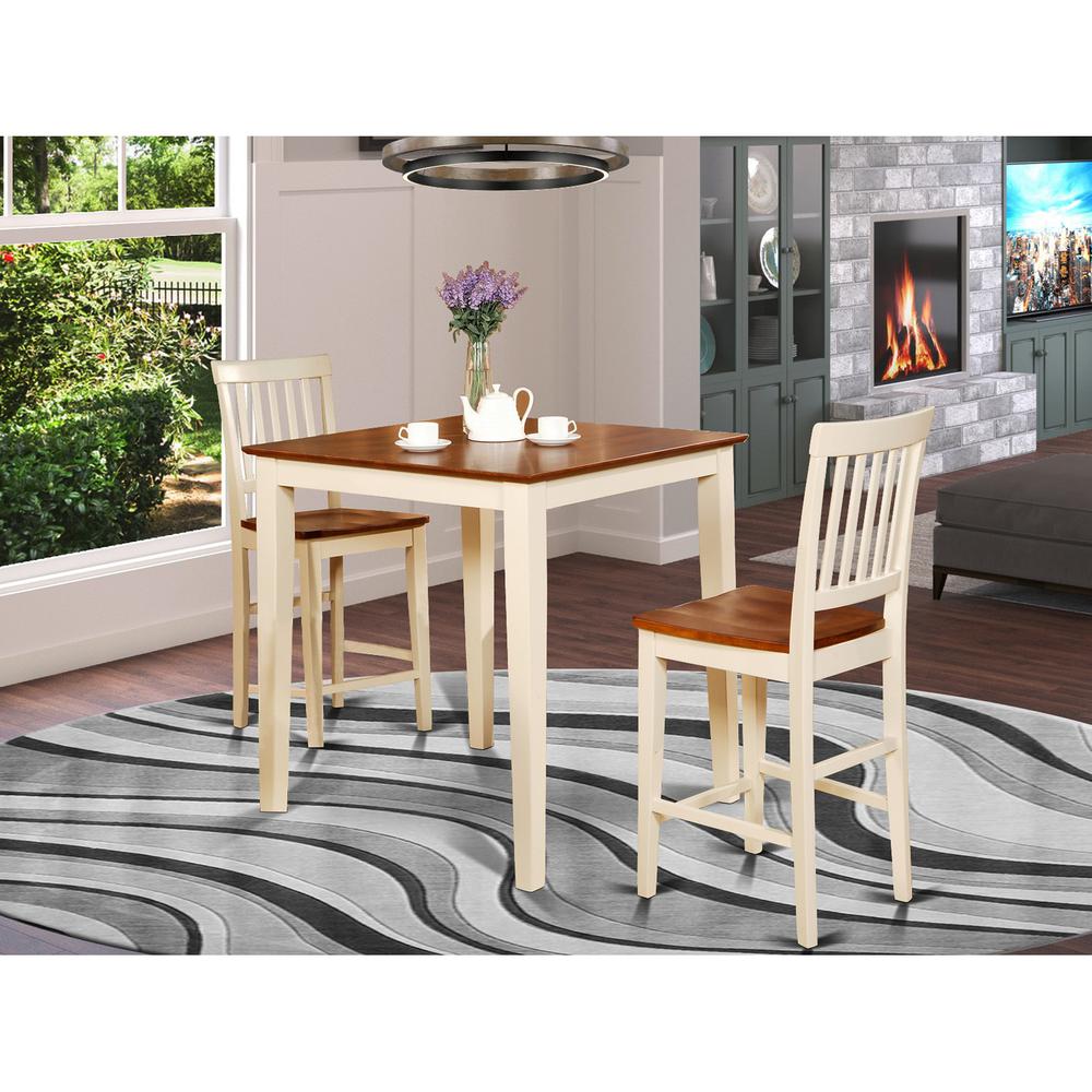 3 Pc Pub Table Set-Square Pub Table And 2 Counter Height Chairs By East West Furniture | Bar Stools & Table | Modishstore