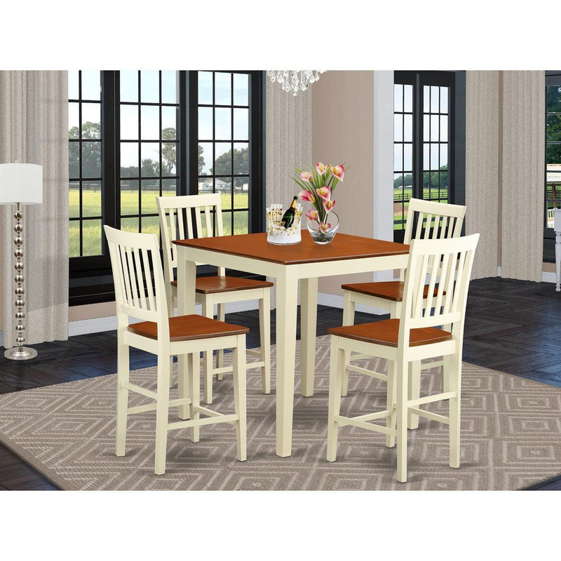 5 Pc Counter Height Table-Square Pub Table And 4 Kitchen Counter Chairs By East West Furniture | Bar Stools & Table | Modishstore