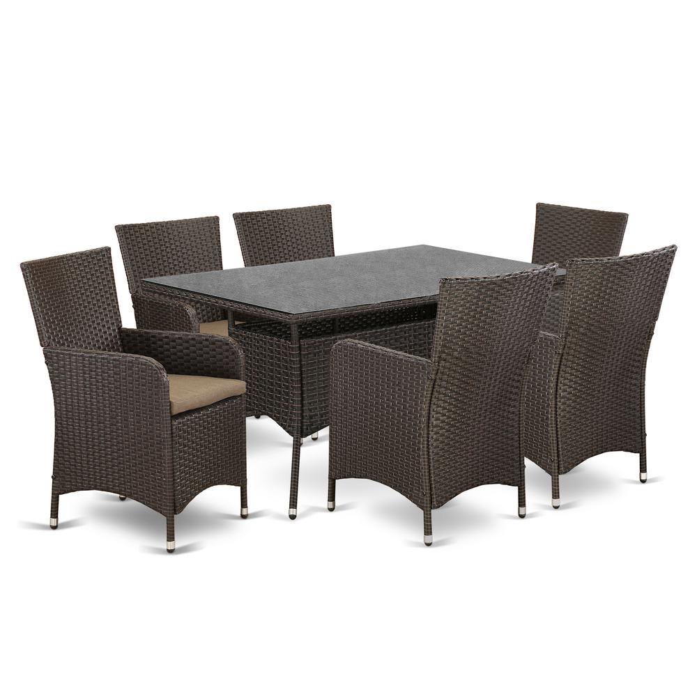 Wicker Patio Set Dark Brown VLLU7-63S By East West Furniture | Outdoor Dining Sets | Modishstore - 2