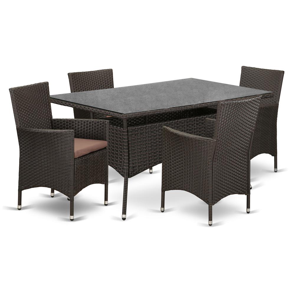 Wicker Patio Set Dark Brown VLVL5-63S By East West Furniture | Outdoor Dining Sets | Modishstore - 2