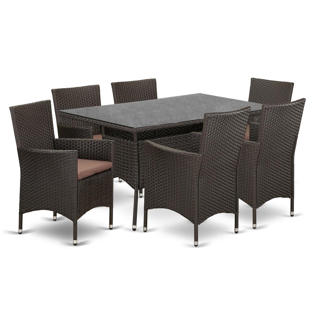 Wicker Patio Set Dark Brown VLVL7-63S By East West Furniture | Outdoor Dining Sets | Modishstore - 2