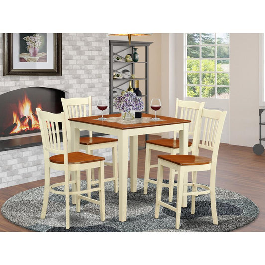 5 Pc Counter Height Table And Chair Set-Pub Table And 4 Counter Height Chairs By East West Furniture | Bar Stools & Table | Modishstore