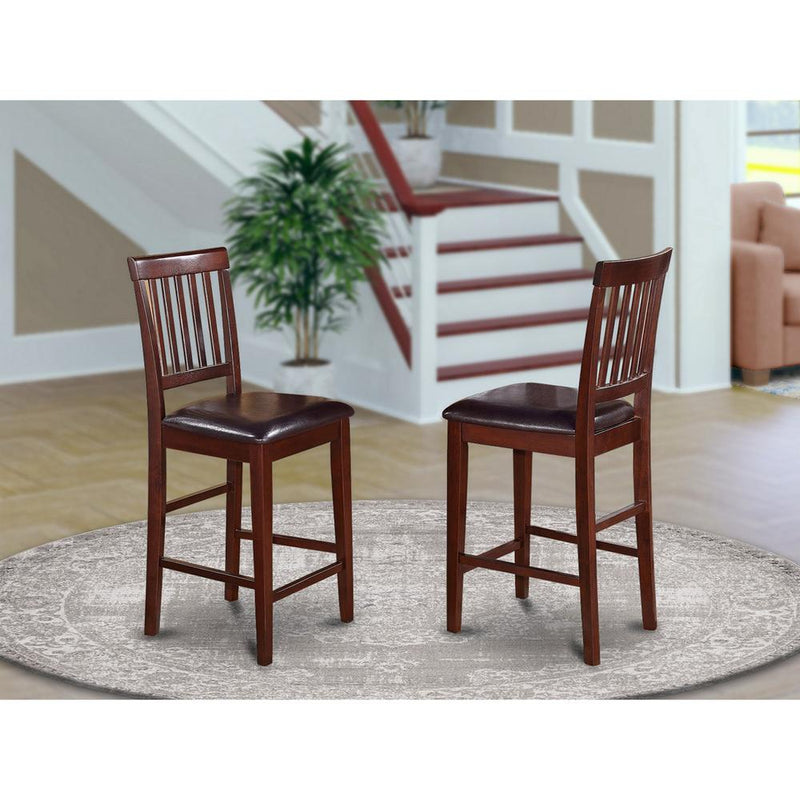 Vernon Counter Stools With Faux Leather Seat - Mahogany Finish, Set Of 2 By East West Furniture | Dining Chairs | Modishstore