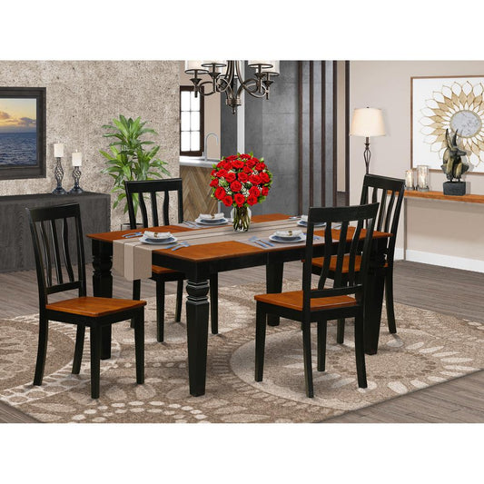 5 Pc Kitchen Table Set With A Dining Table And 4 Wood Kitchen Chairs In Black By East West Furniture | Dining Sets | Modishstore