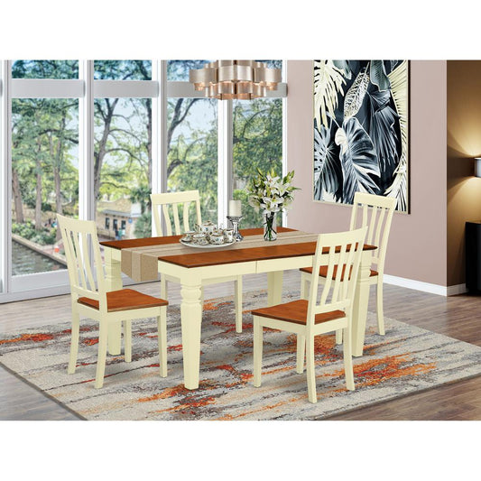 5 Pc Kitchen Table Set With A Dining Table And 4 Wood Dining Chairs In Buttermilk And Cherry By East West Furniture | Dining Sets | Modishstore