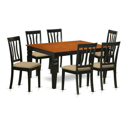 7 Pc Kitchen Table Set With A Dining Table And 6 Kitchen Chairs In Black By East West Furniture | Dining Sets | Modishstore