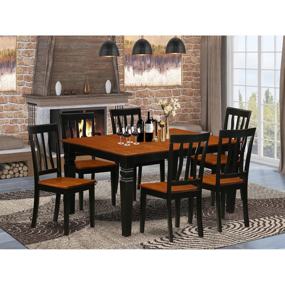 7 Pc Kitchen Table Set With A Kitchen Table And 6 Wood Kitchen Chairs In Black By East West Furniture | Dining Sets | Modishstore