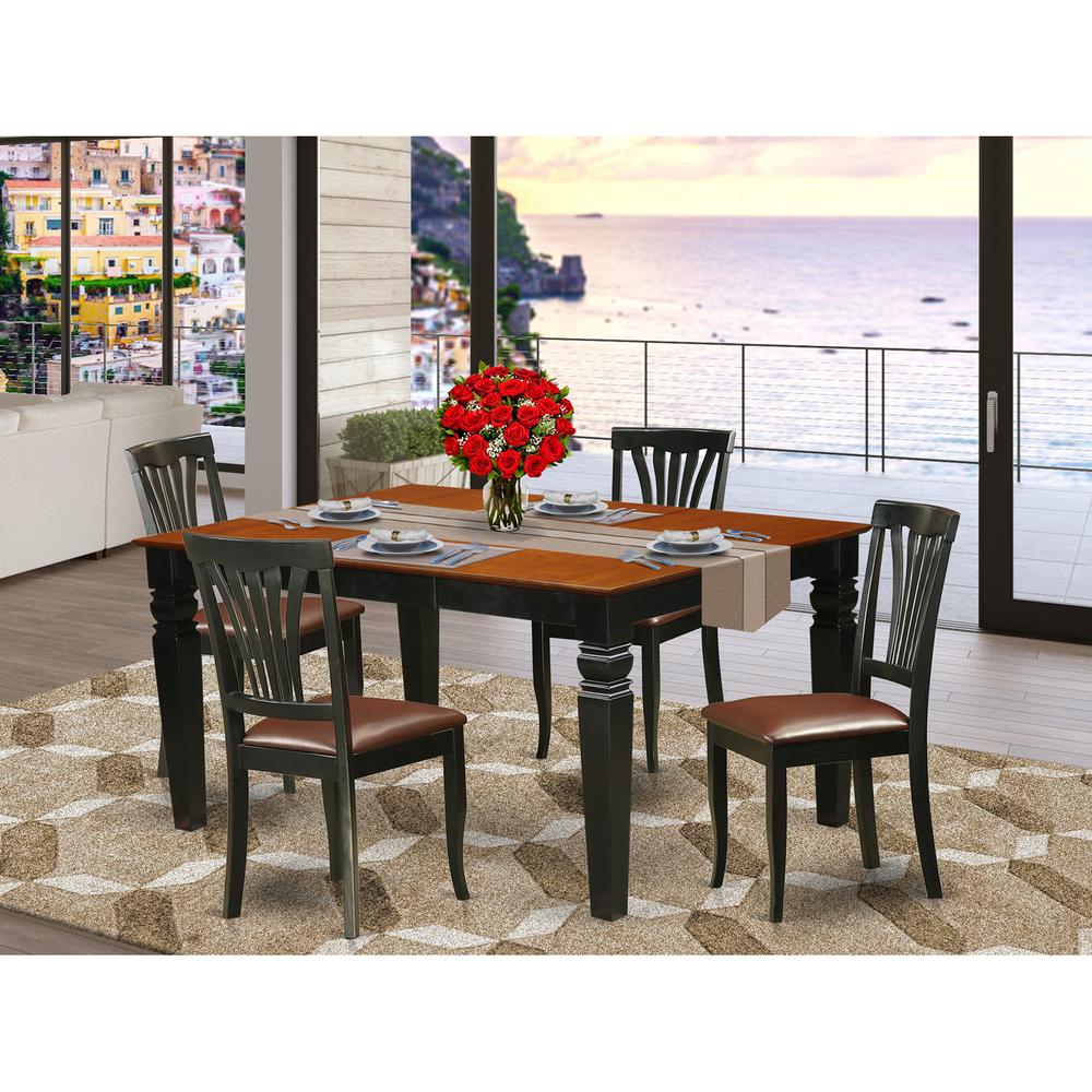 5 Pc Kitchen Table Set With A Kitchen Table And 4 Leather Dining Chairs In Black By East West Furniture - Weav5-Bch-Lc | Dining Sets | Modishstore