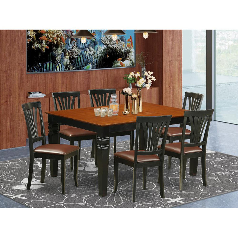7 Pc Dining Set With A Kitchen Table And 6 Leather Dining Chairs In Black By East West Furniture | Dining Sets | Modishstore