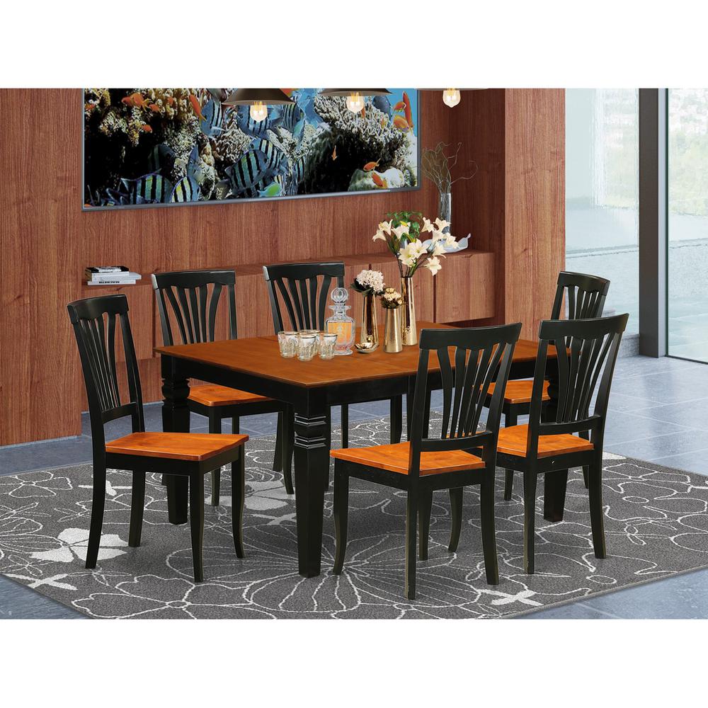 7 Pc Kitchen Table Set With A Kitchen Table And 6 Wood Dining Chairs In Black By East West Furniture | Dining Sets | Modishstore