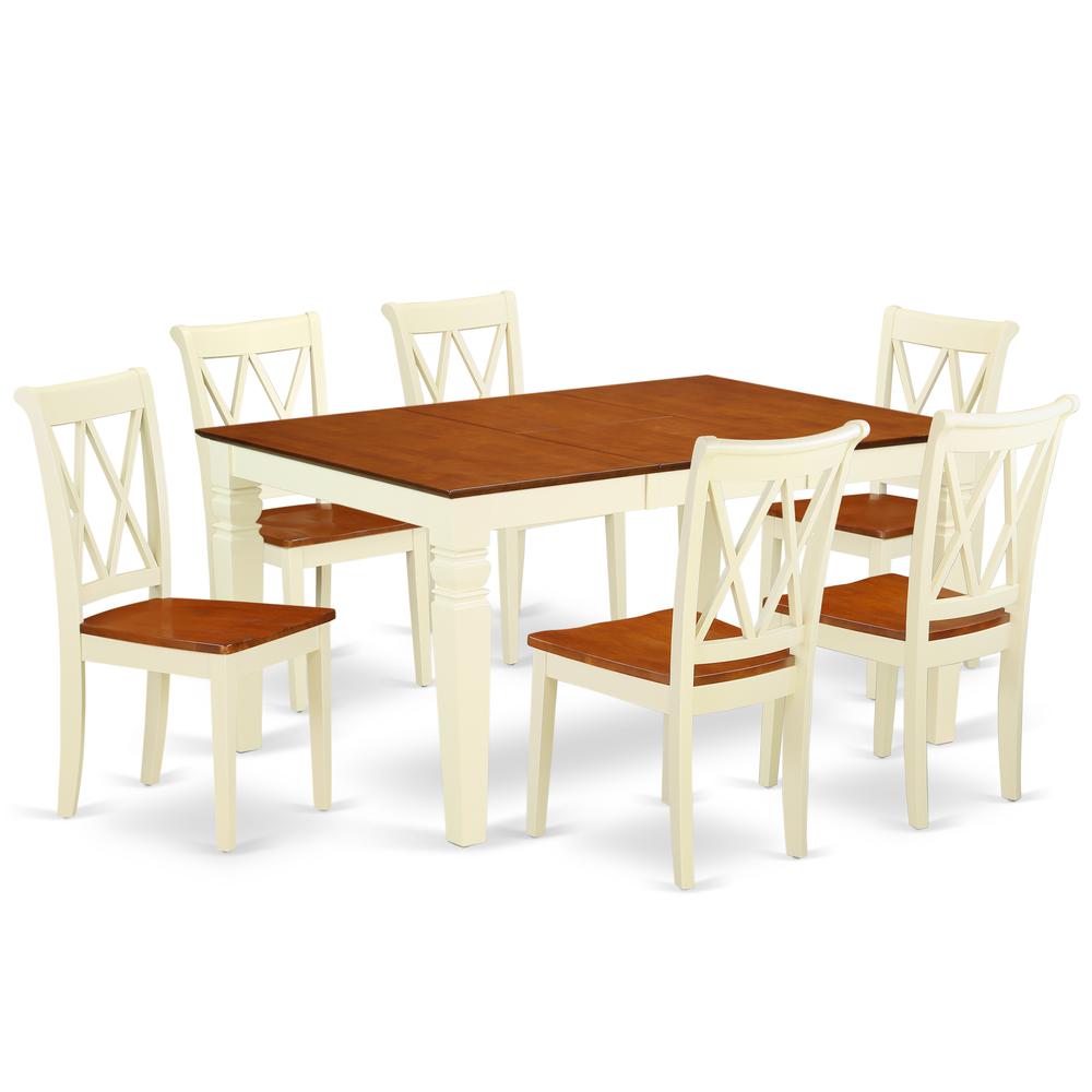 Dining Room Set Buttermilk & Cherry WECL7-BMK-W By East West Furniture | Dining Sets | Modishstore - 2