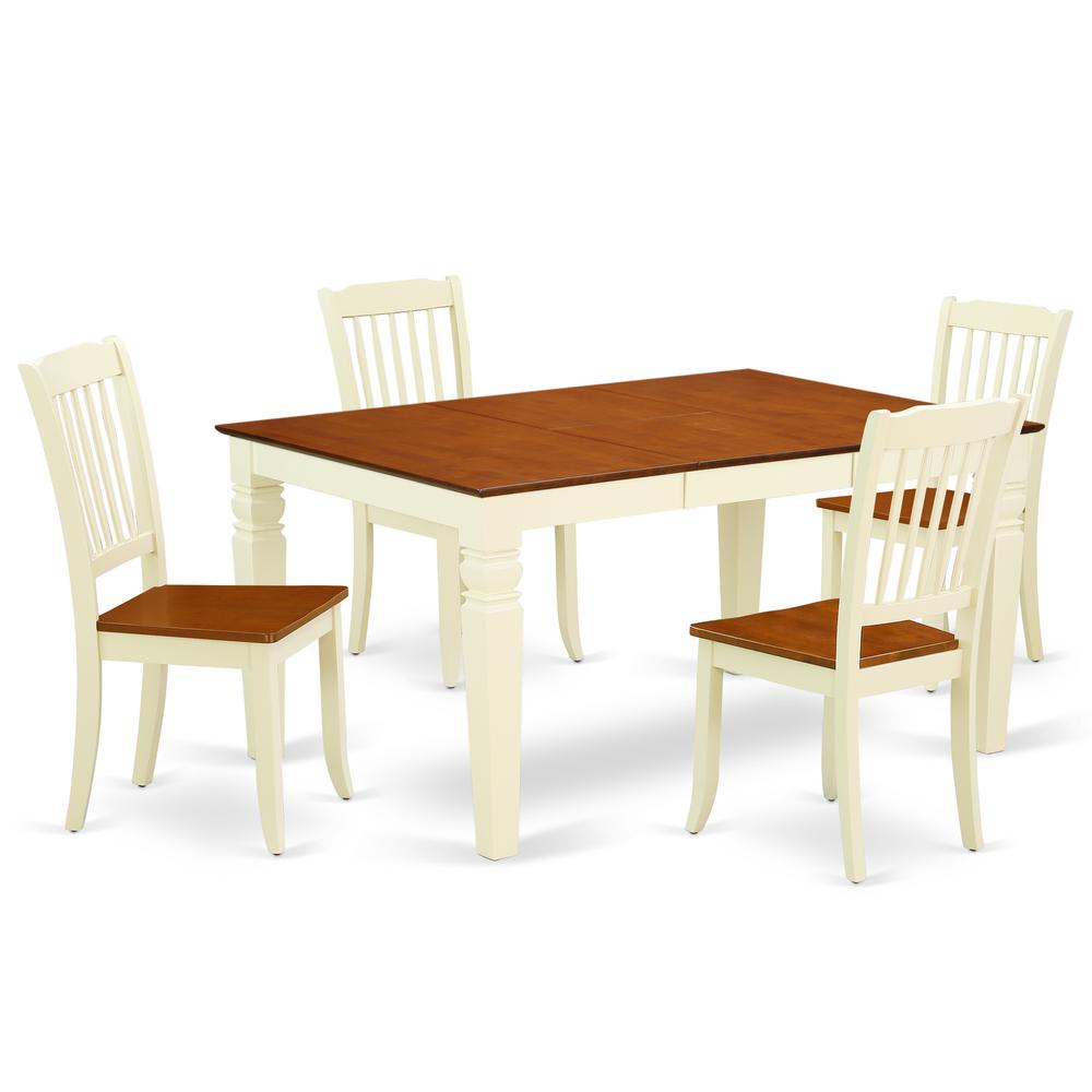Dining Room Set Buttermilk & Cherry WEDA5-BMK-W By East West Furniture | Dining Sets | Modishstore - 2