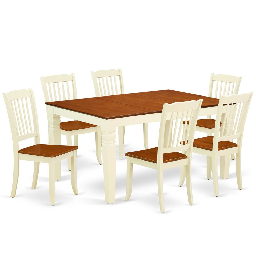 Dining Room Set Buttermilk & Cherry WEDA7-BMK-W By East West Furniture | Dining Sets | Modishstore - 2