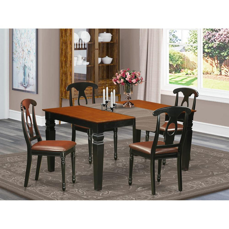 5 Pc Dinette Set With A Dinning Table And 4 Leather Kitchen Chairs In Black By East West Furniture | Dining Sets | Modishstore