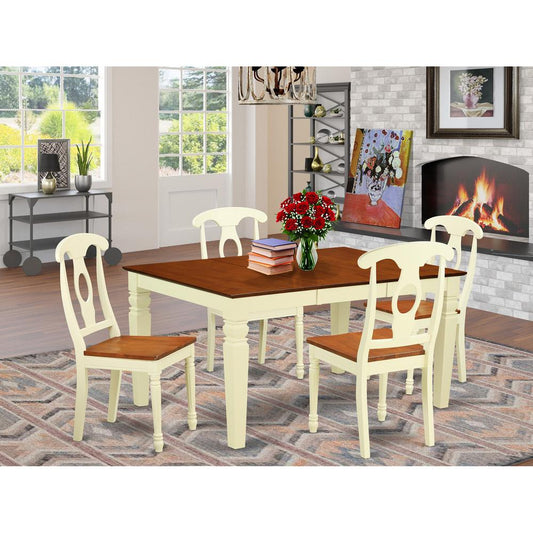 5 Pc Kitchen Table Set With A Dinning Table And 4 Wood Dining Chairs In Buttermilk And Cherry By East West Furniture - Weke5-Bmk-W | Dining Sets | Modishstore