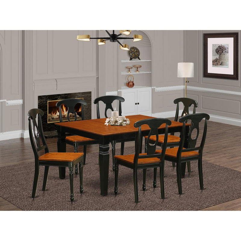 7 Pc Dining Set With A Kitchen Table And 6 Wood Dining Chairs In Black By East West Furniture - Weke7-Bch-W | Dining Sets | Modishstore