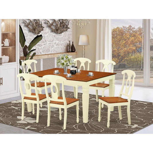 7 Pc Kitchen Table Set With A Dinning Table And 6 Wood Dining Chairs In Buttermilk And Cherry By East West Furniture - Weke7-Bmk-W | Dining Sets | Modishstore