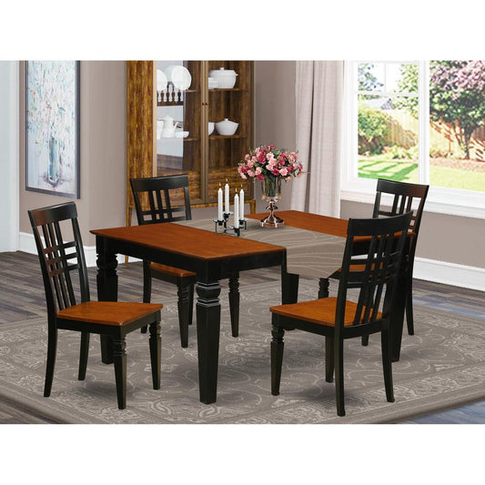 5 Pc Dining Set With A Dinning Table And 4 Wood Dining Chairs In Black By East West Furniture | Dining Sets | Modishstore