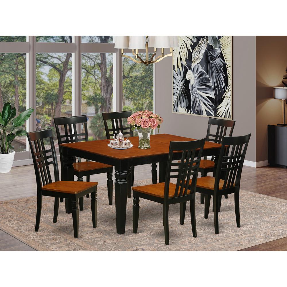 7 Pc Dining Set With A Kitchen Table And 6 Wood Dining Chairs In Black By East West Furniture - Welg7-Bch-W | Dining Sets | Modishstore