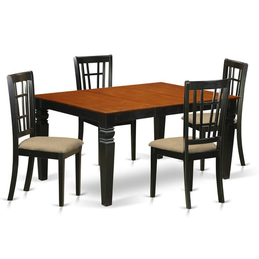 5 Pc Dinette Set With A Dining Table And 4 Linen Kitchen Chairs In Black By East West Furniture | Dining Sets | Modishstore