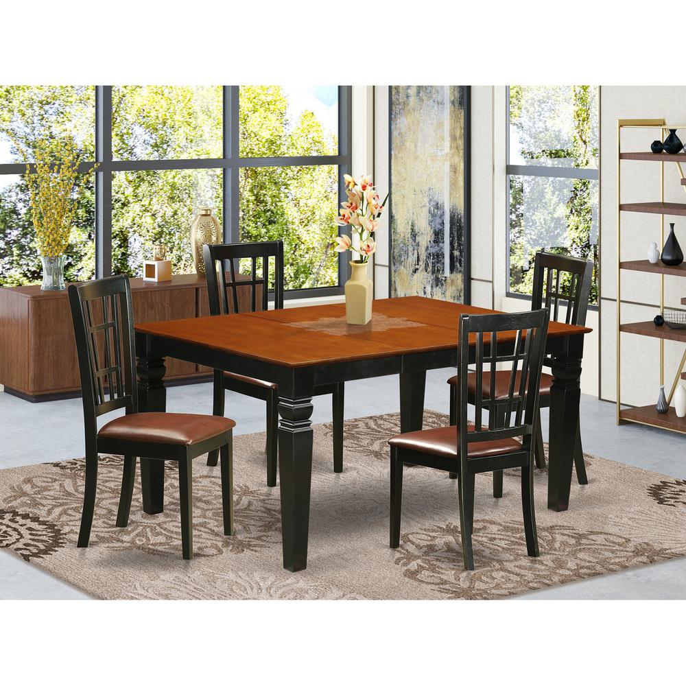 5 Pc Kitchen Table Set With A Dinning Table And 4 Leather Dining Chairs In Black By East West Furniture | Dining Sets | Modishstore