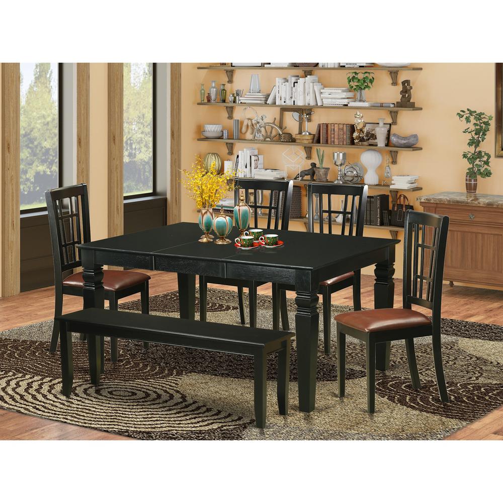 6-Pc Kitchen Table Set - Kitchen Dinette Table And 4 Dining Chairs Coupled With Bench By East West Furniture | Dining Sets | Modishstore