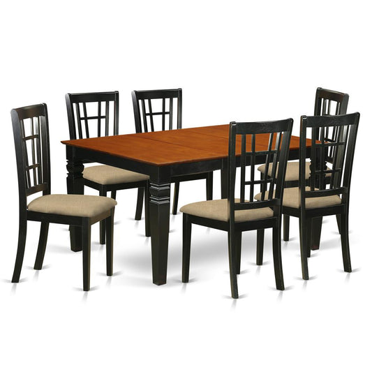 7 Pc Dining Set With A Dining Table And 6 Kitchen Chairs In Black By East West Furniture - Weni7-Bch-C | Dining Sets | Modishstore