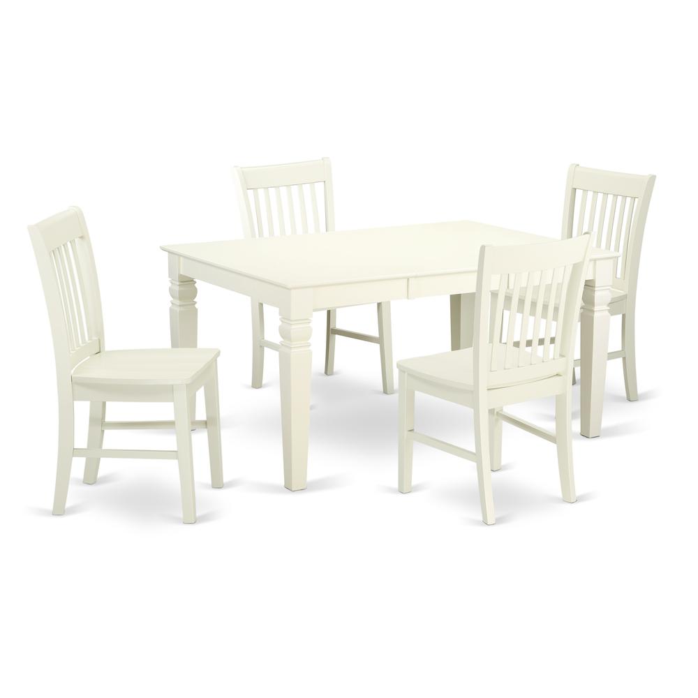 Dining Room Set Linen White WENO5-LWH-W By East West Furniture | Dining Sets | Modishstore - 2