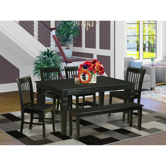 6-Pc Kitchen Dinette Set - Table And 4 Kitchen Chairs And Bench By East West Furniture | Dining Sets | Modishstore
