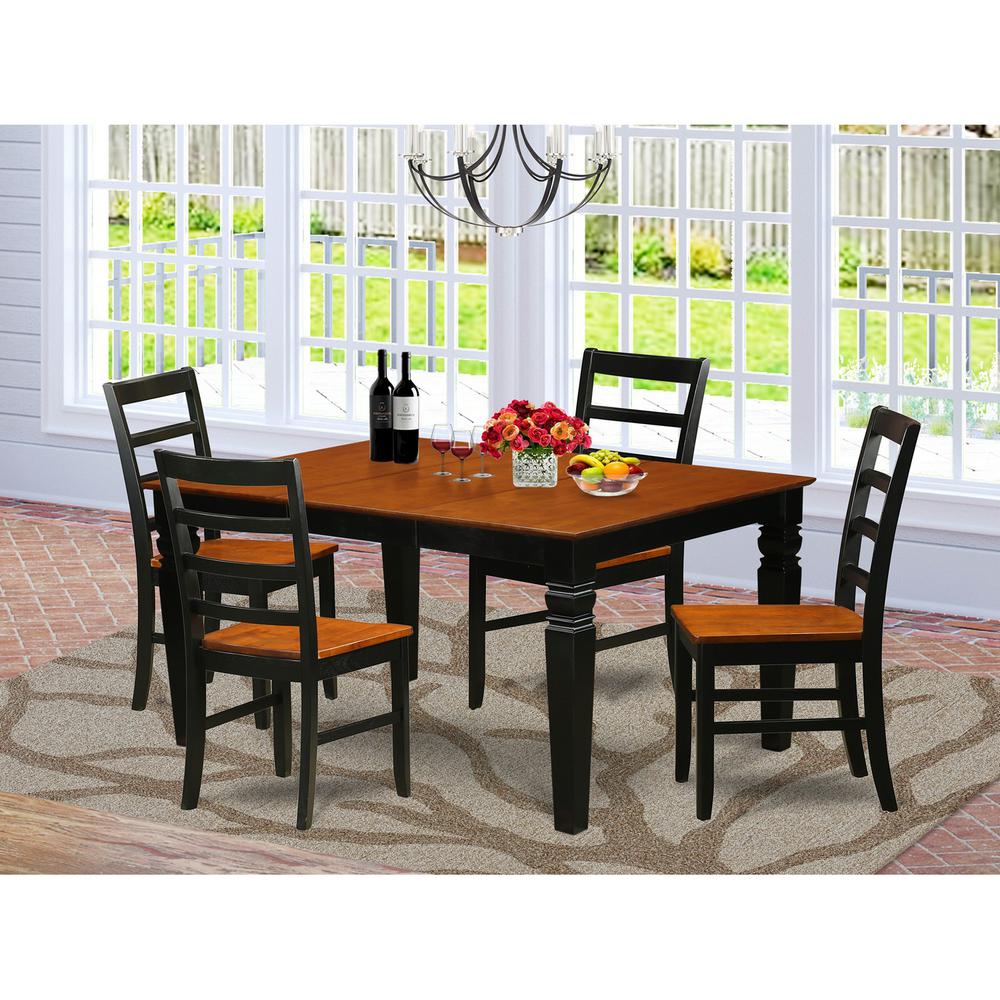 5 Pc Dinette Set With A Dining Table And 4 Wood Dining Chairs In Black By East West Furniture - Wepf5-Bch-W | Dining Sets | Modishstore