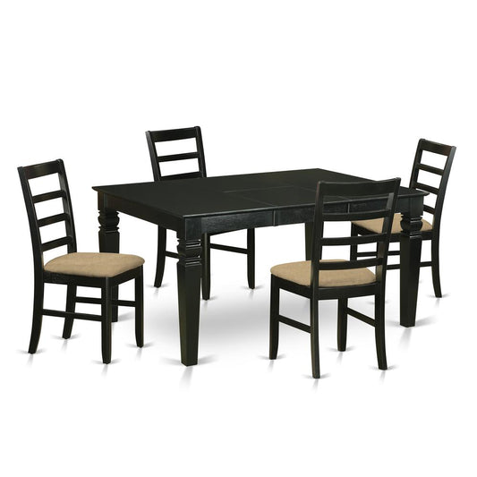 5 Pc Small Kitchen Table Set - Table And 4 Dining Chairs By East West Furniture - Wepf5-Blk-C | Dining Sets | Modishstore
