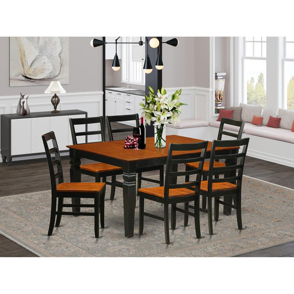 7 Pc Kitchen Table Set With A Dining Table And 6 Wood Dining Chairs In Black By East West Furniture - Wepf7-Bch-W | Dining Sets | Modishstore