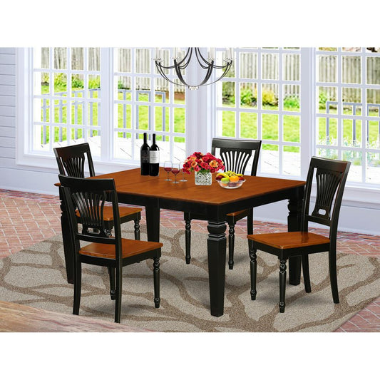 5 Pc Dinette Set With A Dining Table And 4 Wood Dining Chairs In Black By East West Furniture - Wepl5-Bch-W | Dining Sets | Modishstore