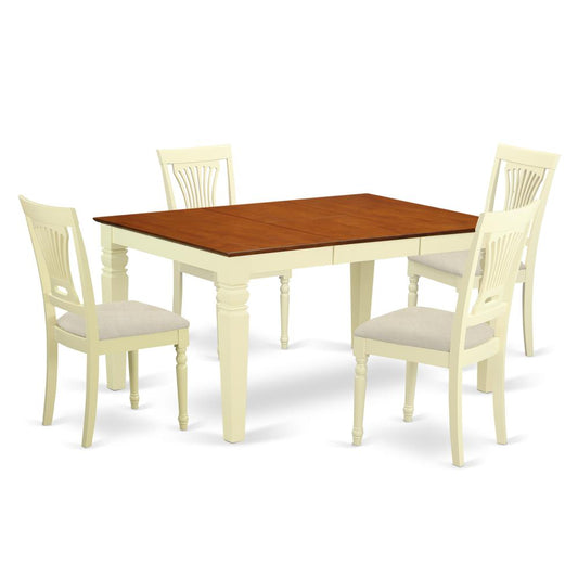 5 Pc Kitchen Table Set With A Dining Table And 4 Kitchen Chairs In Buttermilk And Cherry By East West Furniture | Dining Sets | Modishstore