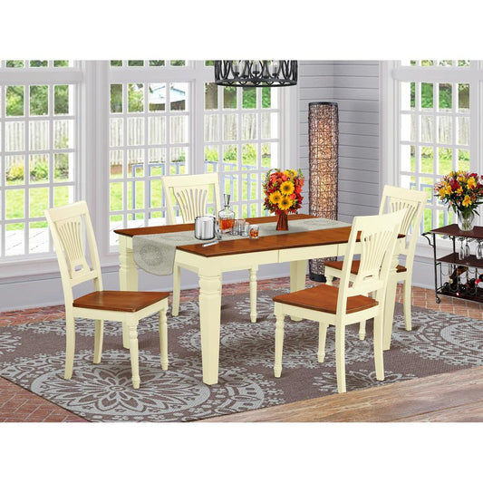 5 Pc Kitchen Table Set With A Dining Table And 4 Wood Kitchen Chairs In Buttermilk And Cherry By East West Furniture | Dining Sets | Modishstore