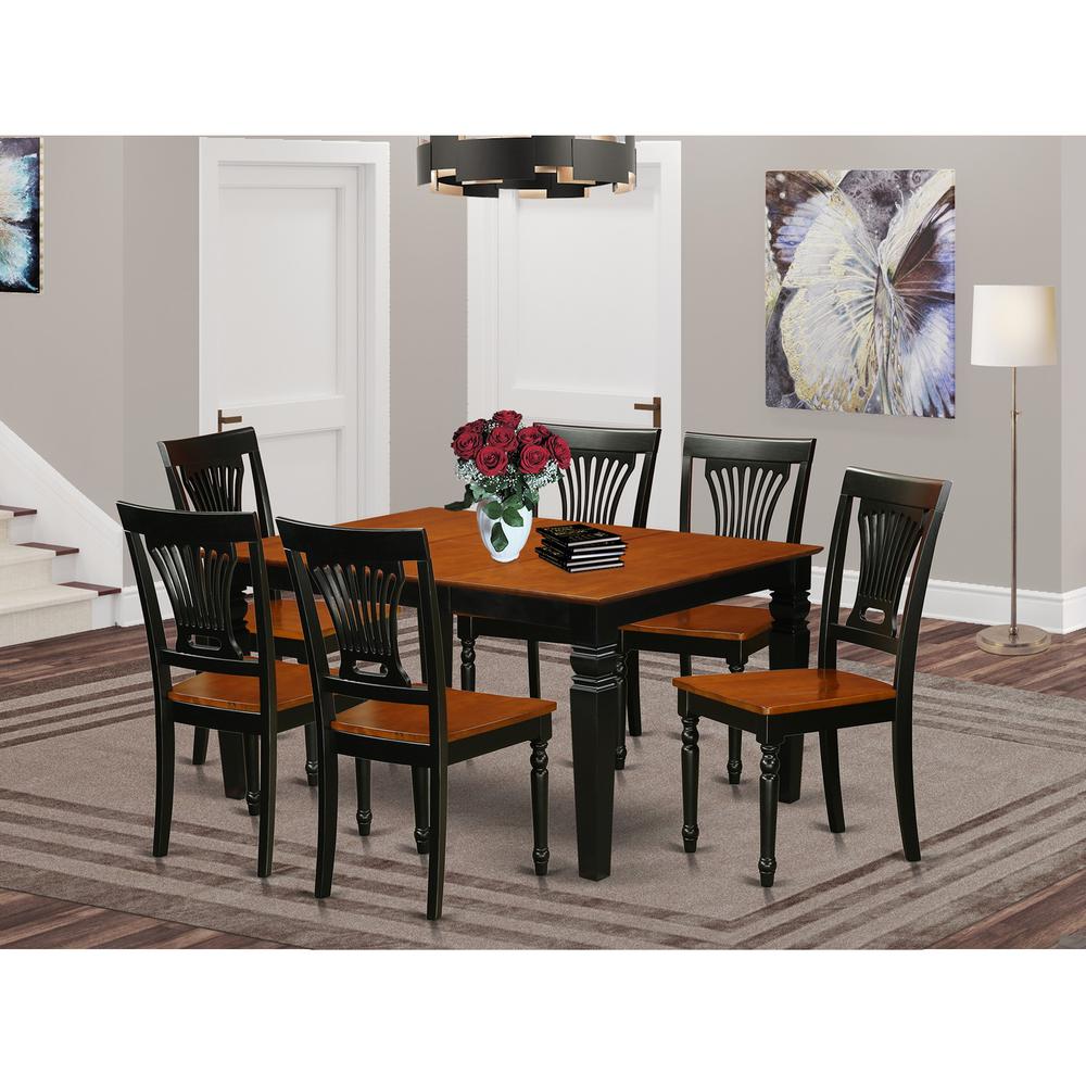 7 Pc Dining Room Set With A Dining Table And 6 Wood Kitchen Chairs In Black By East West Furniture | Dining Sets | Modishstore