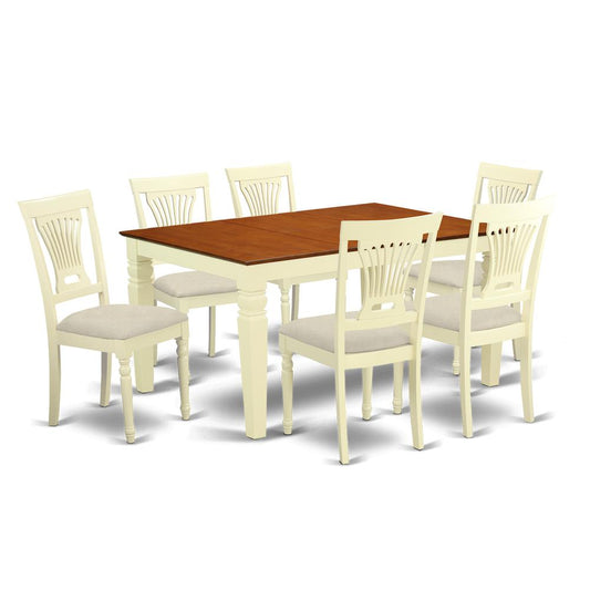 7 Pc Kitchen Table Set With A Dining Table And 6 Kitchen Chairs In Buttermilk And Cherry By East West Furniture | Dining Sets | Modishstore