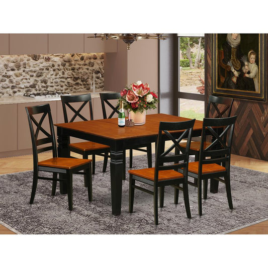 7 Pc Dining Set With A Kitchen Table And 6 Wood Dining Chairs In Black By East West Furniture - Wequ7-Bch-W | Dining Sets | Modishstore