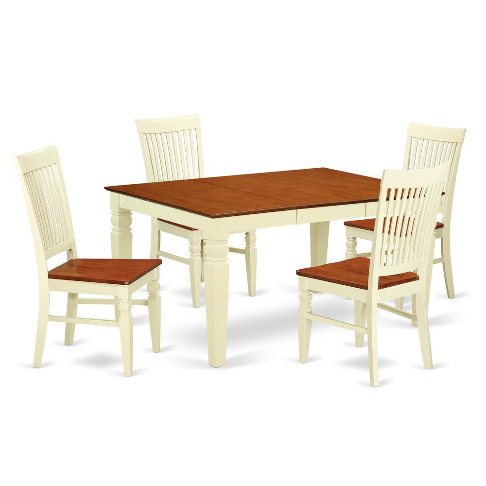 Dining Room Set Buttermilk & Cherry WEST5-BMK-W By East West Furniture | Dining Sets | Modishstore - 2