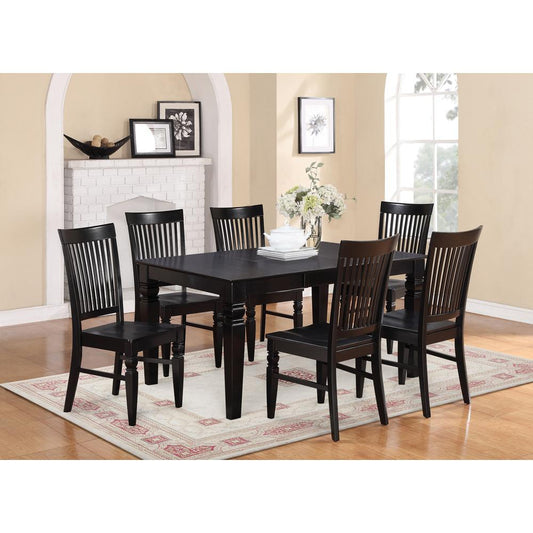 7 Pc Dining Room Set For 6-Dining Table And 6 Dining Chairs By East West Furniture - West7-Blk-W | Dining Sets | Modishstore