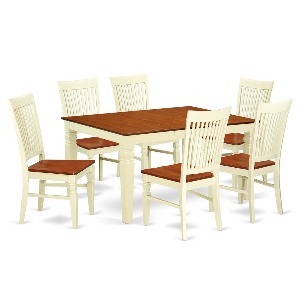 Dining Room Set Buttermilk & Cherry WEST7-BMK-W By East West Furniture | Dining Sets | Modishstore - 2