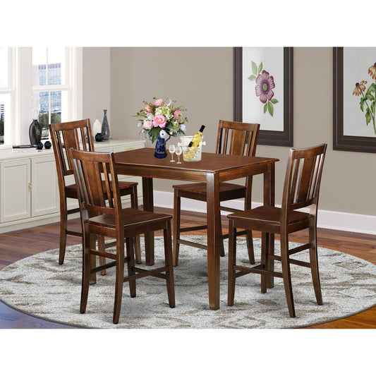5 Pc Counter Height Pub Set - High Table And 4 Kitchen Chairs. By East West Furniture | Bar Stools & Table | Modishstore