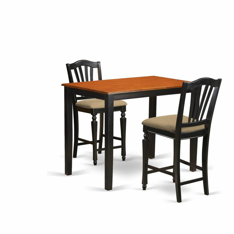 Yach3-Blk-C 3 Pc Dining Counter Height Set-Pub Table And 2 Kitchen Dining Chairs. By East West Furniture | Bar Stools & Table | Modishstore