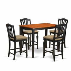 Yach5-Blk-C 5 Pc Dining Counter Height Set - Kitchen Dinette Table And 4 Counter Height Stool. By East West Furniture