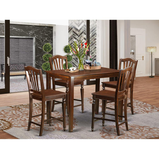 5 Pc Counter Height Table And Chair Set-Pub Table And 4 Dining Chairs. By East West Furniture | Bar Stools & Table | Modishstore