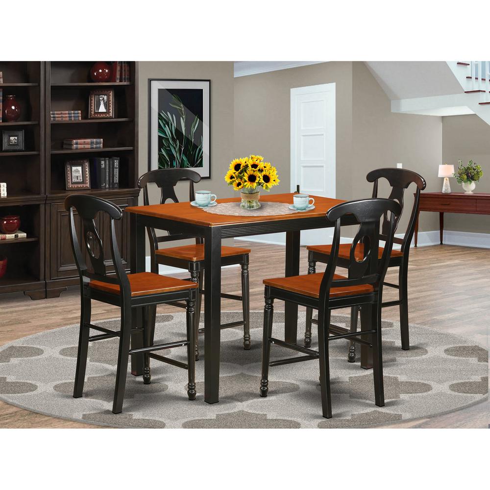 5 Pc Counter Height Table And Chair Set - High Top Table And 4 Bar Stools With Backs. By East West Furniture | Bar Stools & Table | Modishstore